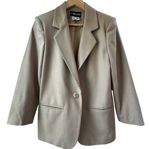 Sag Harbor 100% Wool Blazer Womens 10P Tan Jacket